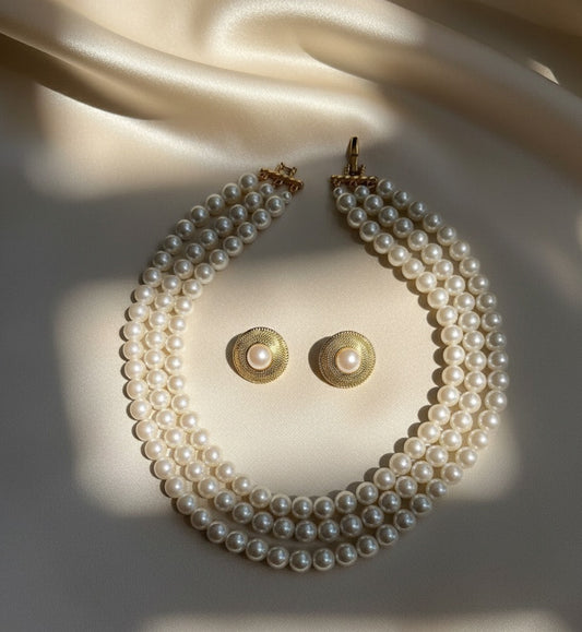 Classic Grace Triple Pearl Set