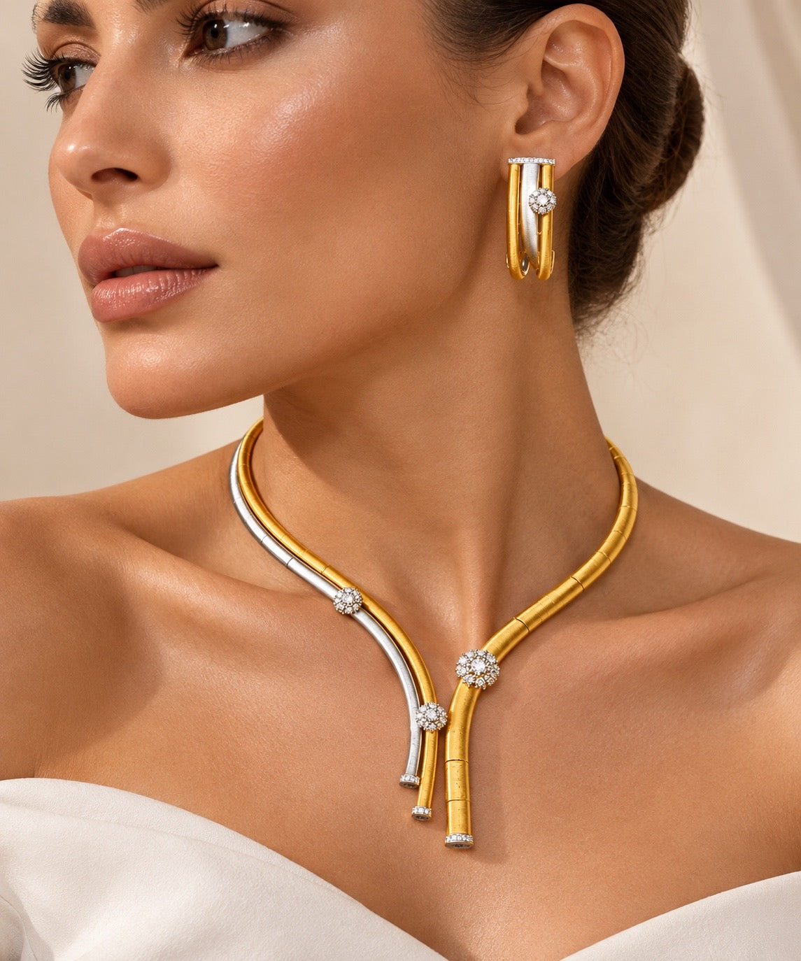 Two-Tone Sculptural Statement Jewelry Set “Pre-order “