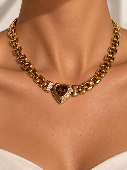Gold plated panther heart shape jewelry set “Pre-order “
