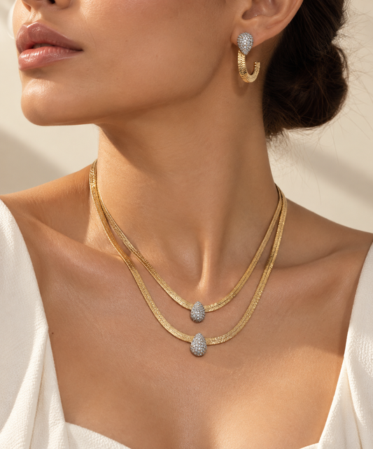 Golden Teardrop Layered jewelry set “Pre-order “