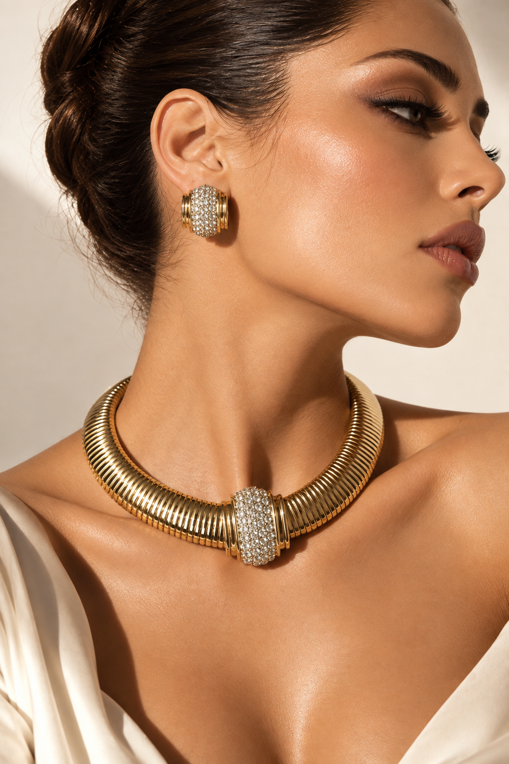 1980s Vintage Tubogas Crystal Statement Set