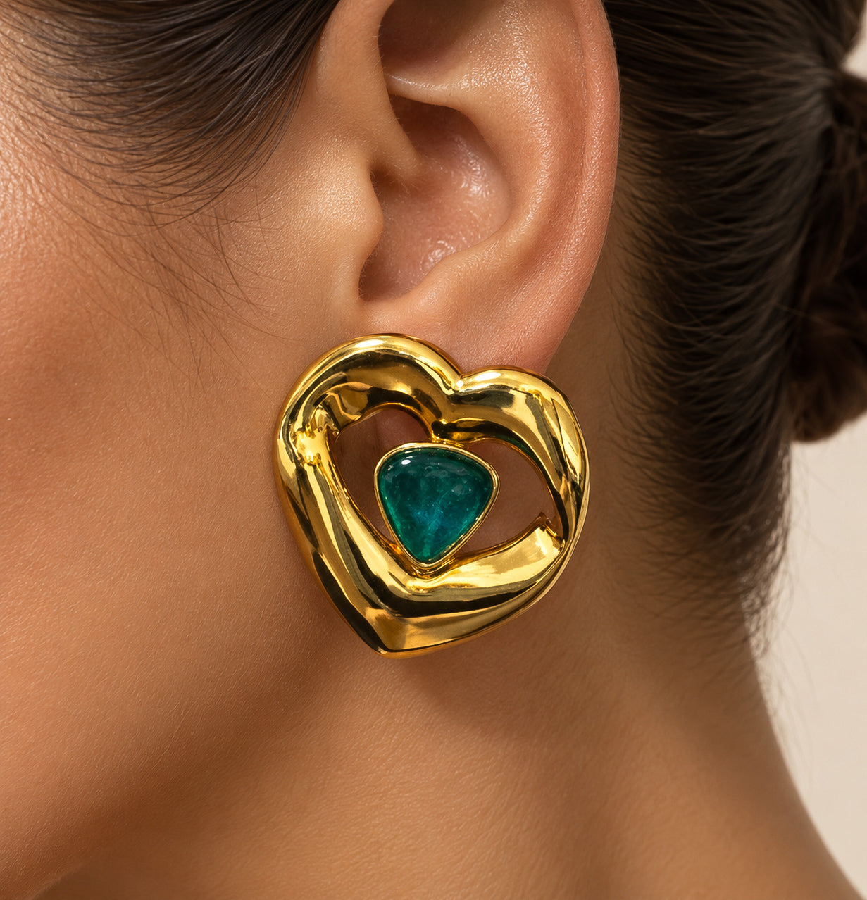 Heart Statement large clip-on Earrings