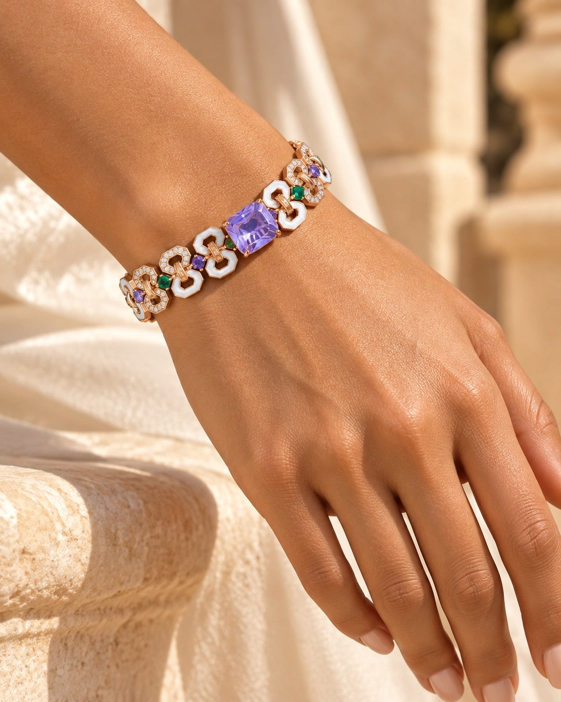 Rose Gold Lavender Three Pieces Jewelry Set