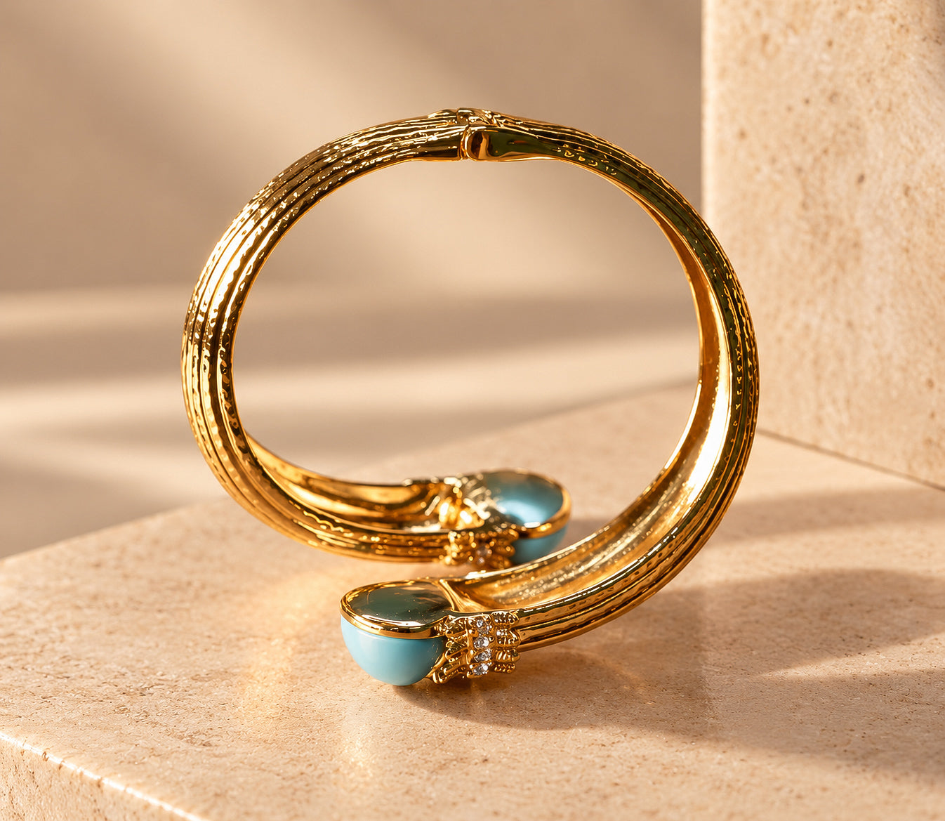 Aqua Cabochon Statement Bracelet “Pre-order”