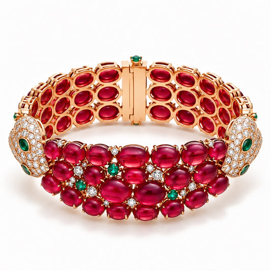 Ruby Cabochon Statement Jewelry Set