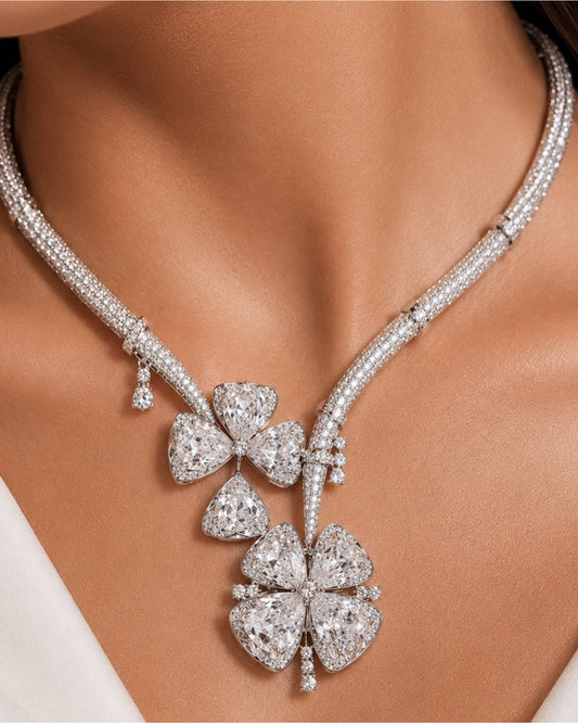 Crystal Clover Statement Necklace set “Pre-order “