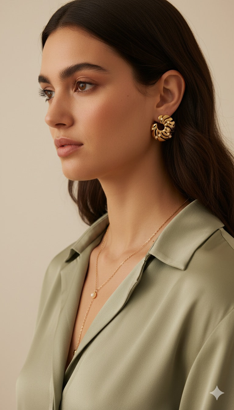 Golden Spiral Pierced Earrings