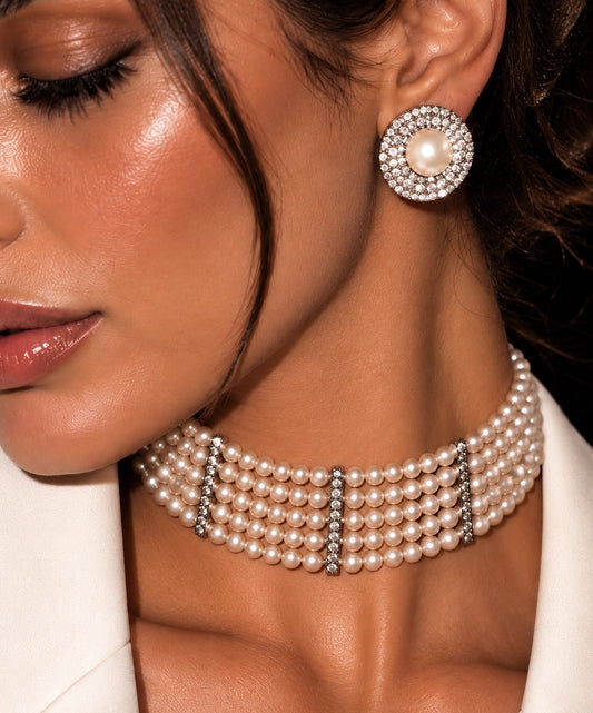 Alessandra Rich silver tone Pearl Pave Jewelry Set “Pre-order “