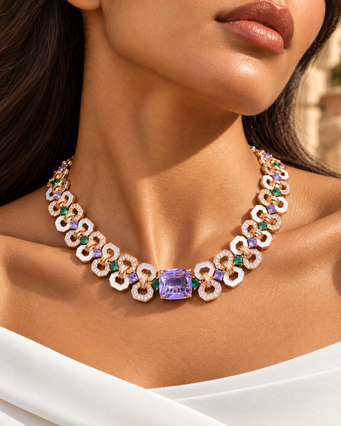 Rose Gold Lavender Three Pieces Jewelry Set