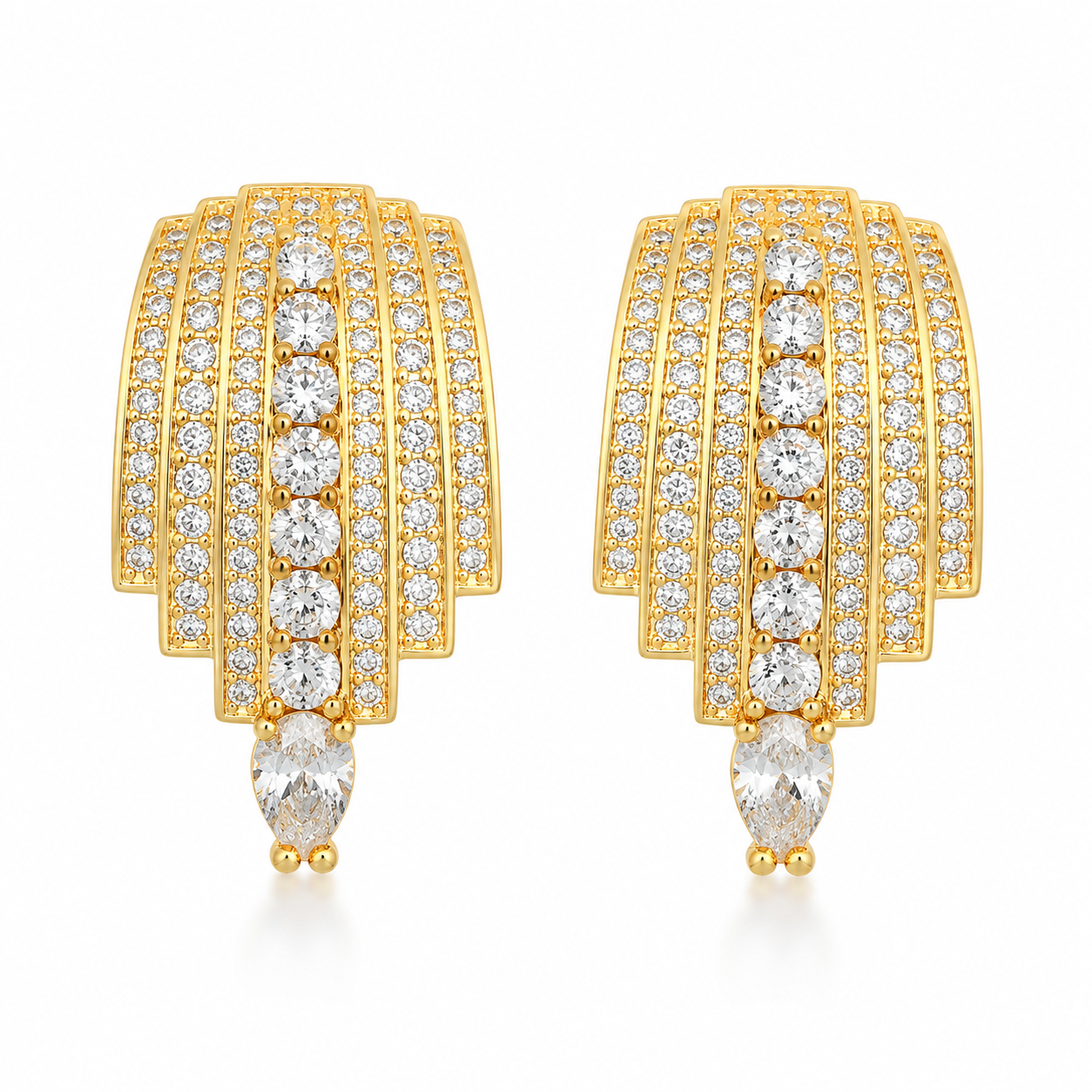 Art Deco Crystal Cascade pierced Earrings “Pre-order “
