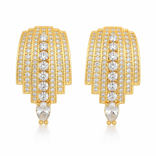 Art Deco Crystal Cascade pierced Earrings “Pre-order “