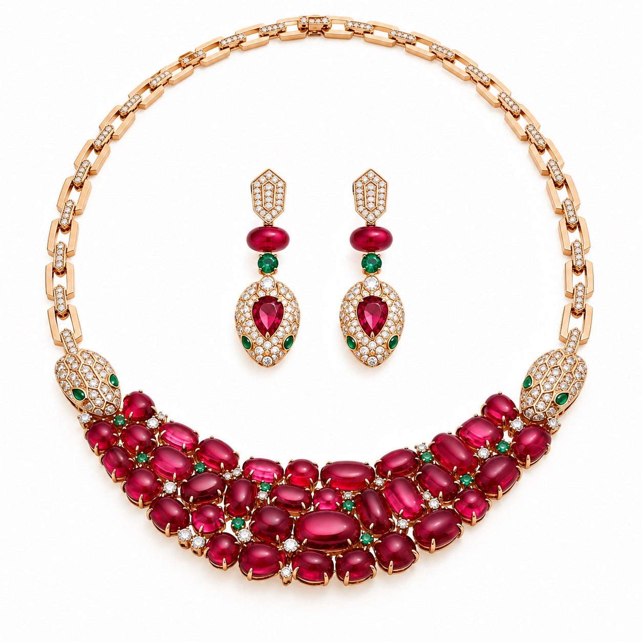 Ruby Cabochon Statement Jewelry Set