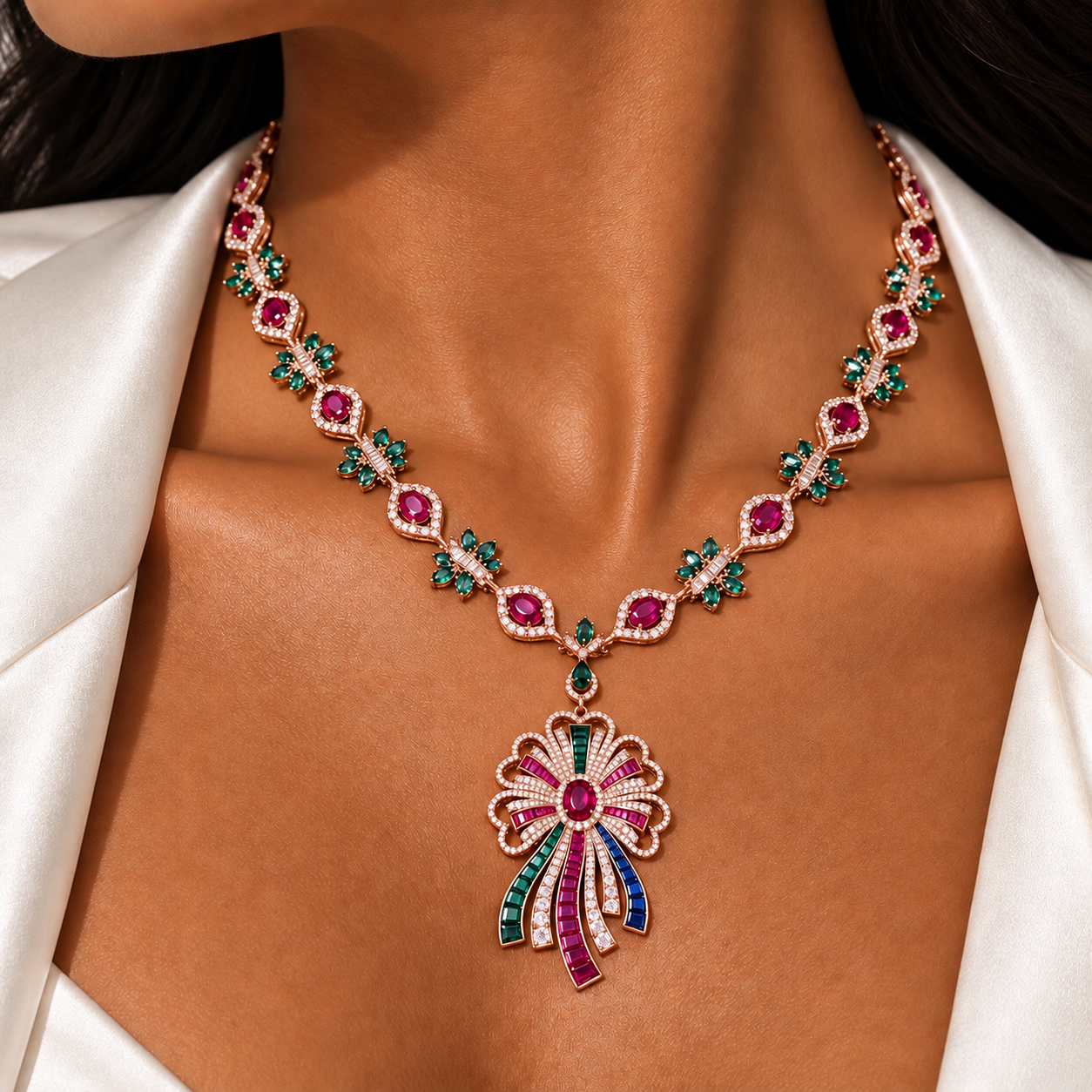 The Royal Bloom Statement Jewelry Set Rose Gold “ Pre-order “