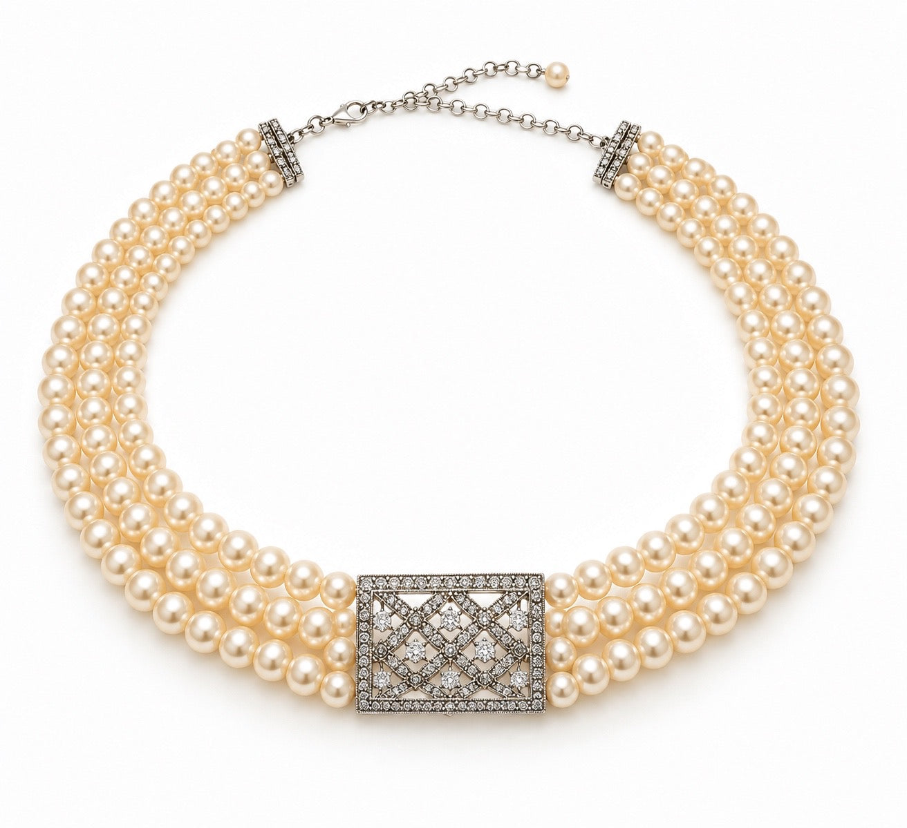 Vintage Pearl Lattice Choker Necklace