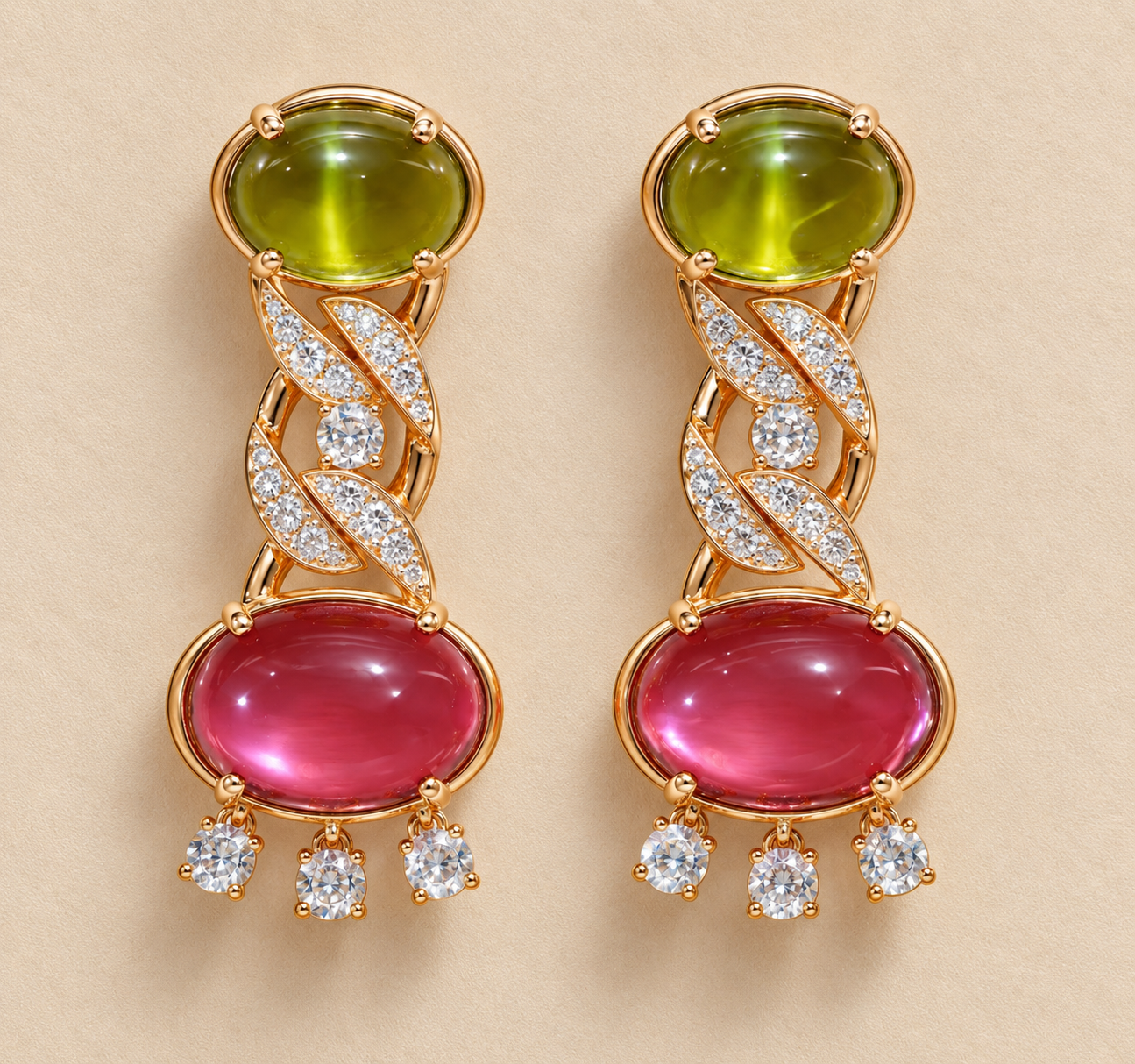 Vintage inspired Cabochon Statement Earrings
