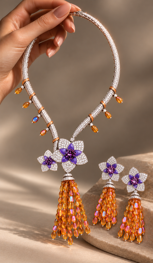 Amethyst Fleur Tassel Set “Pre-order “