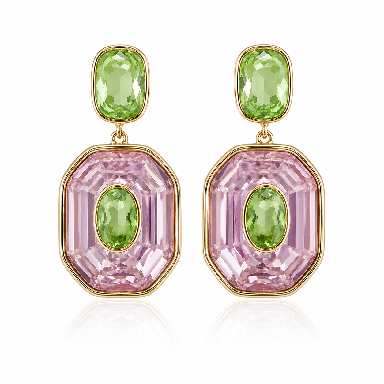 Rosé Peridot Statement Earrings “Pre-order “