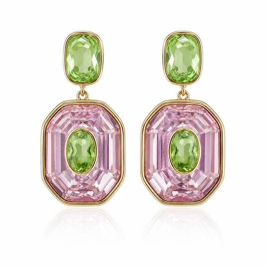 Rosé Peridot Statement Earrings “Pre-order “
