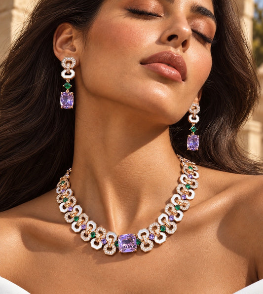 Rose Gold Lavender Three Pieces Jewelry Set “Pre-order “