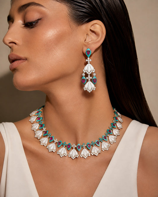 Turquoise Ruby Blossom jewelry set “Pre-order “