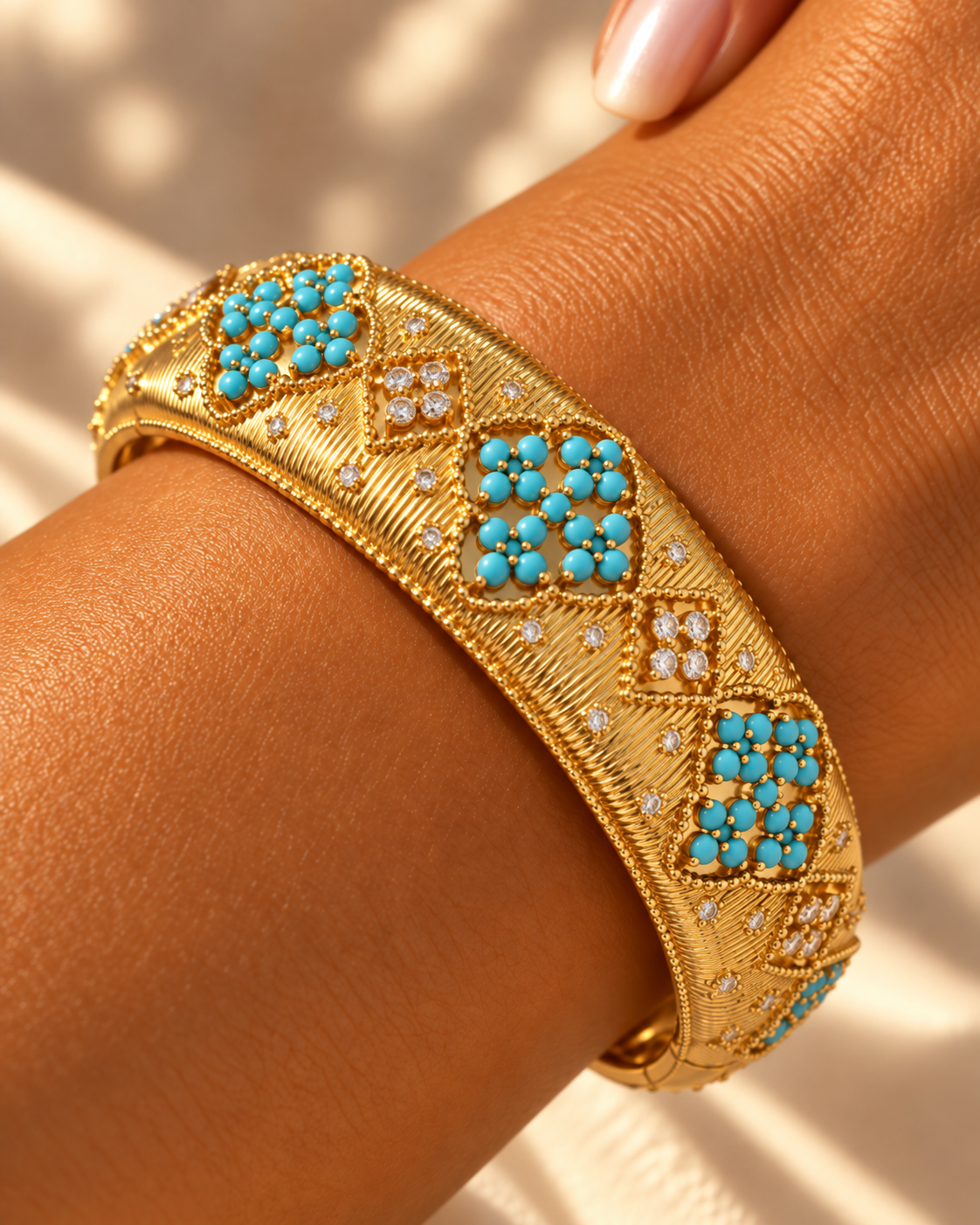 Turquoise Floral Gold Bracelet “Pre-order “