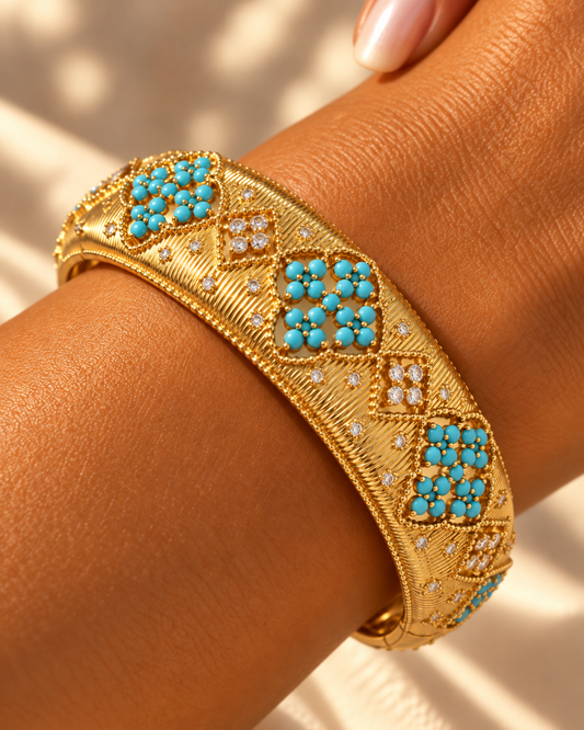 Turquoise Floral Gold Bracelet “Pre-order “
