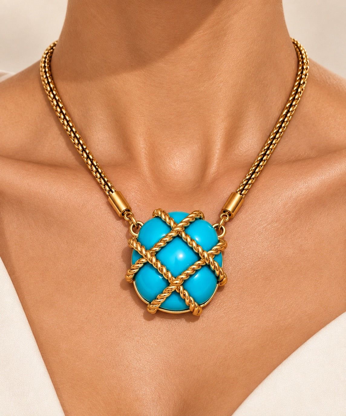 Turquoise Rope Statement Set