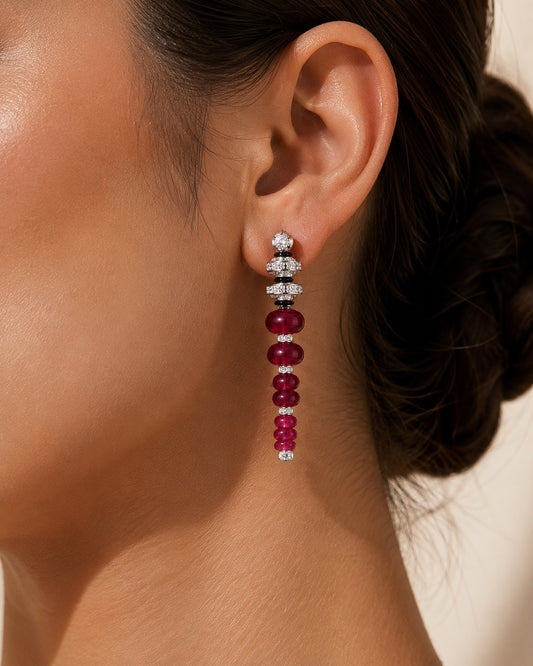 Royal Ruby Pearl Tassel jewelry set “Pre-order “