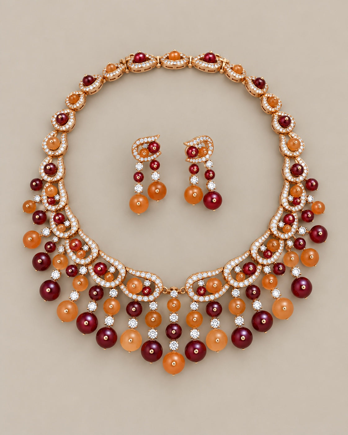Burgundy & Amber Elegance Jewelry Set