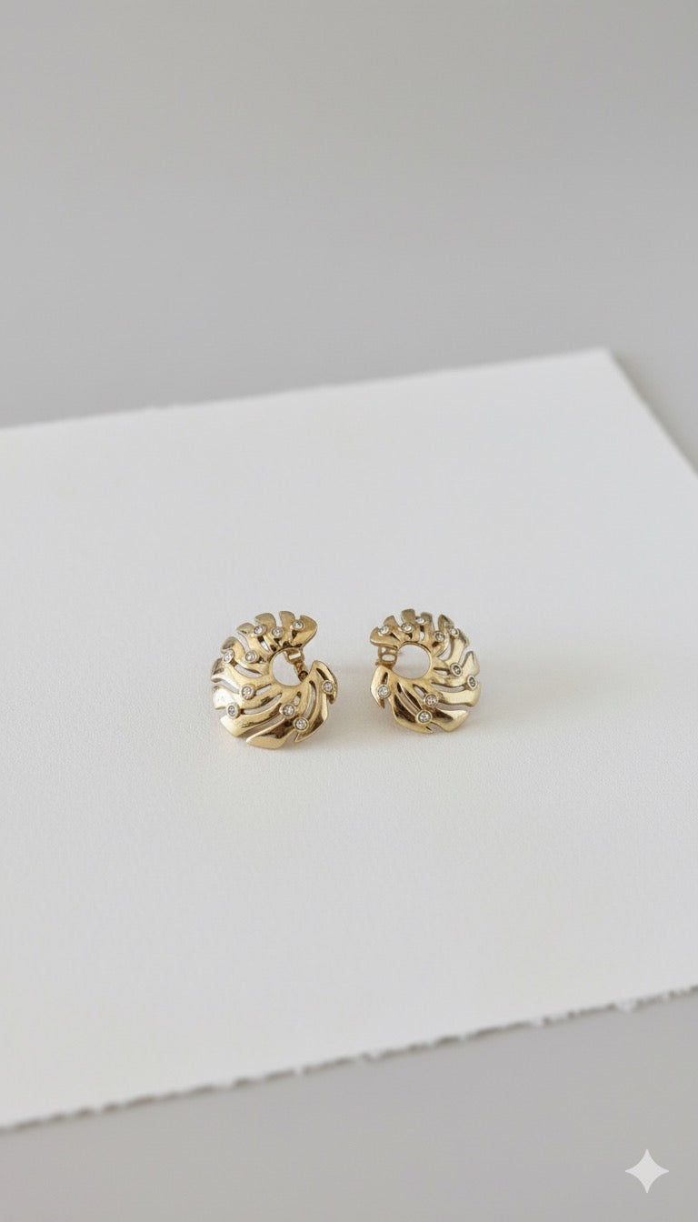 Golden Spiral Pierced Earrings