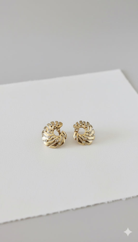 Golden Spiral Pierced Earrings