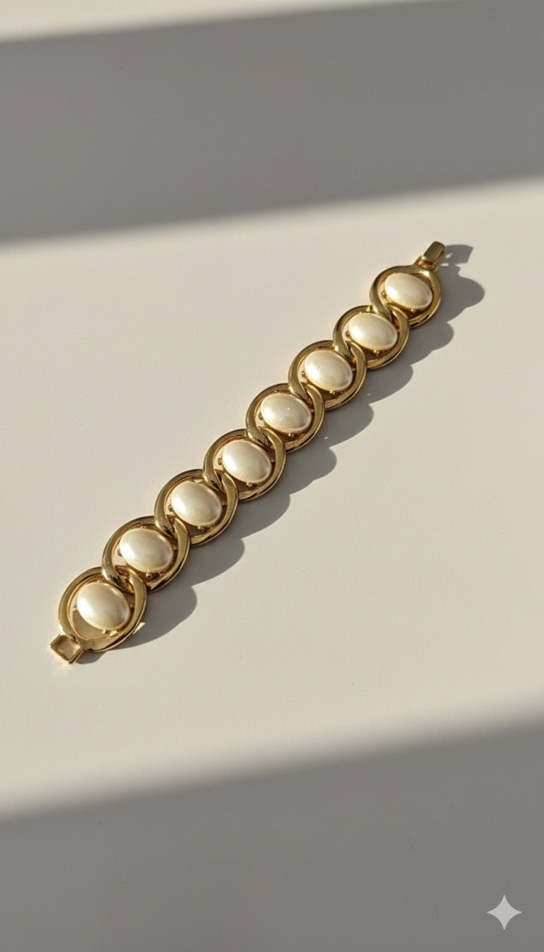 Golden Pearl Link Bracelet