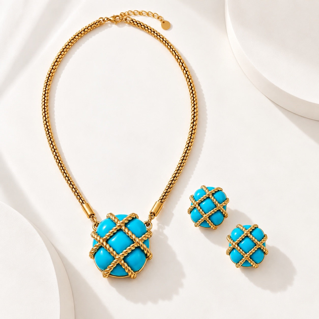 Turquoise Rope Statement Set