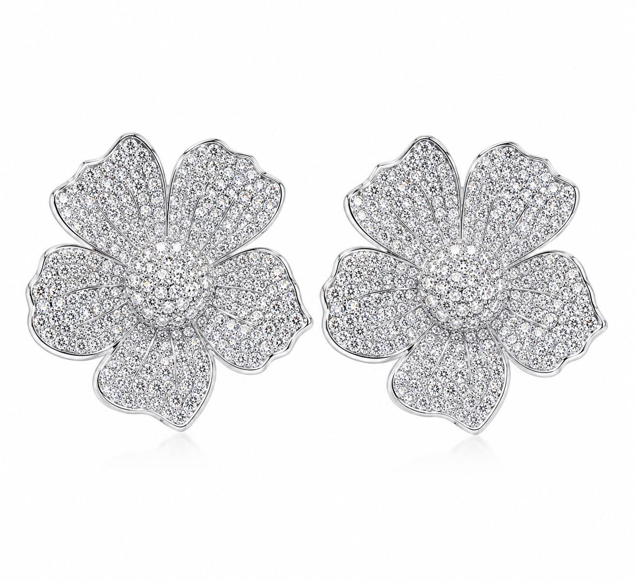 Crystal Blossom Statement pierced Earrings