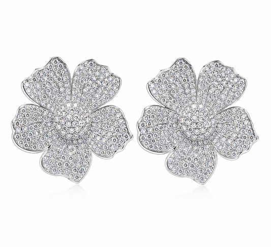 Crystal Blossom Statement pierced Earrings