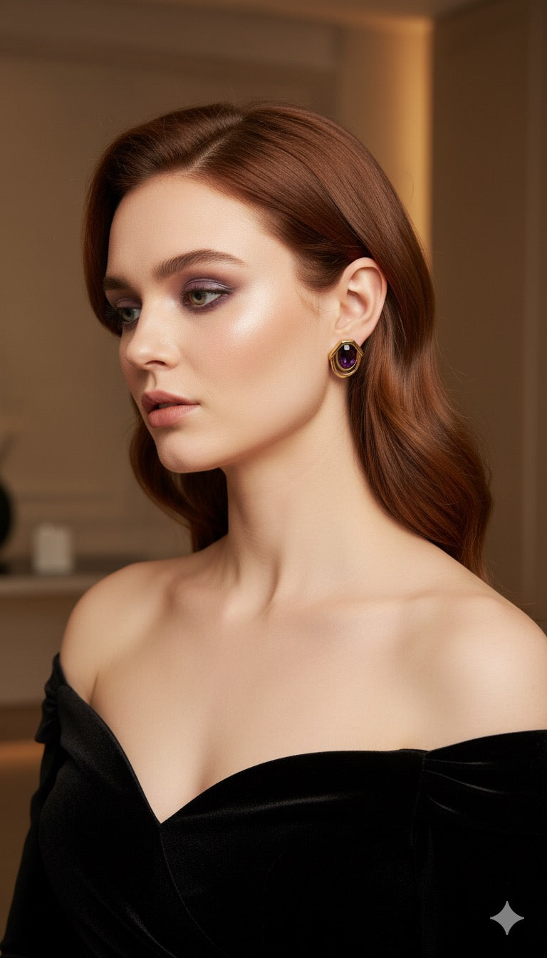 Amethyst Glow Pierced Earrings