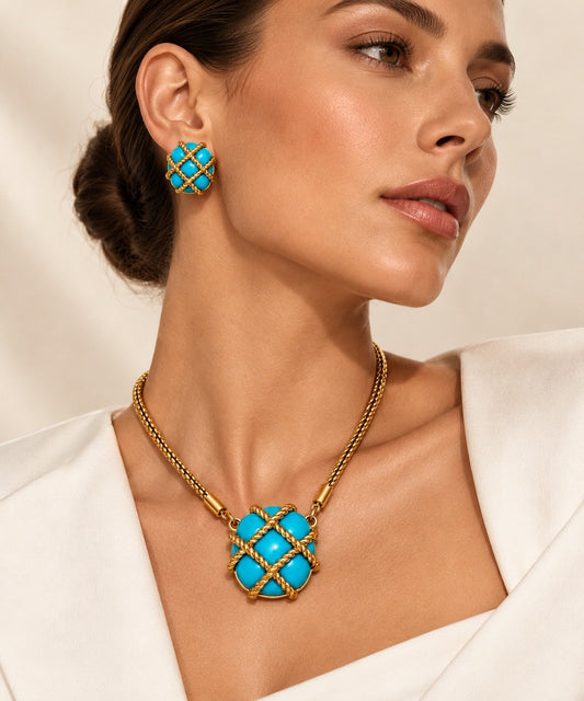 Turquoise Rope Statement Set