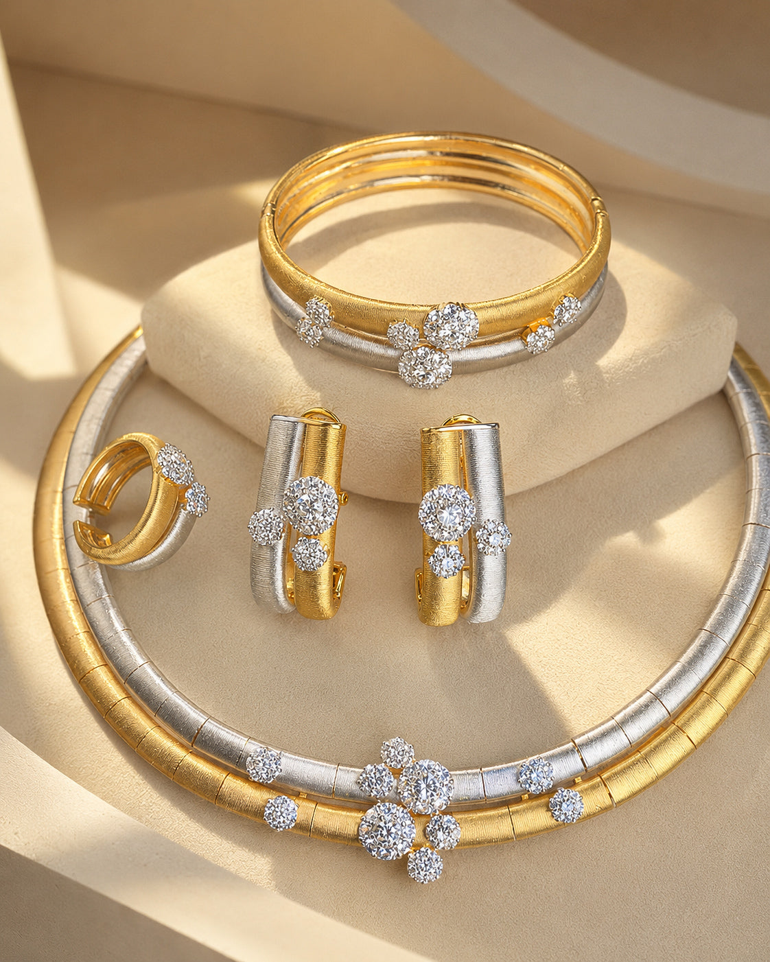 Two-Tone Celestial Crystal necklace Jewelry Set” Pre-order “