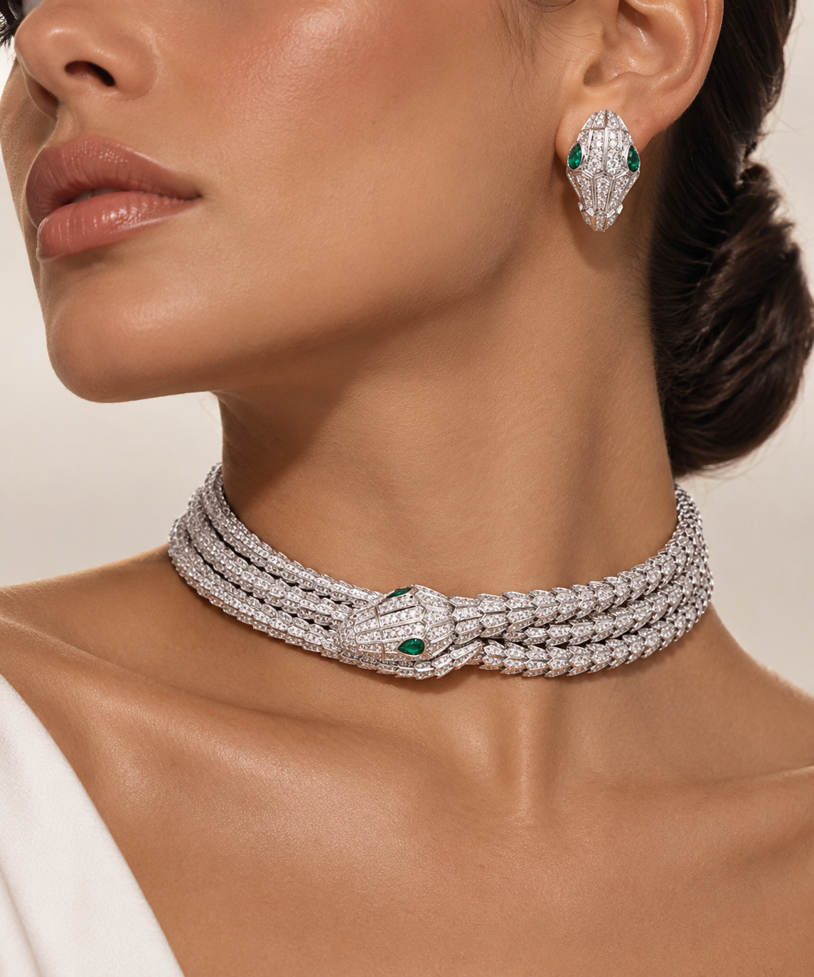 Emerald Serpent Statement Choker & Earrings Set