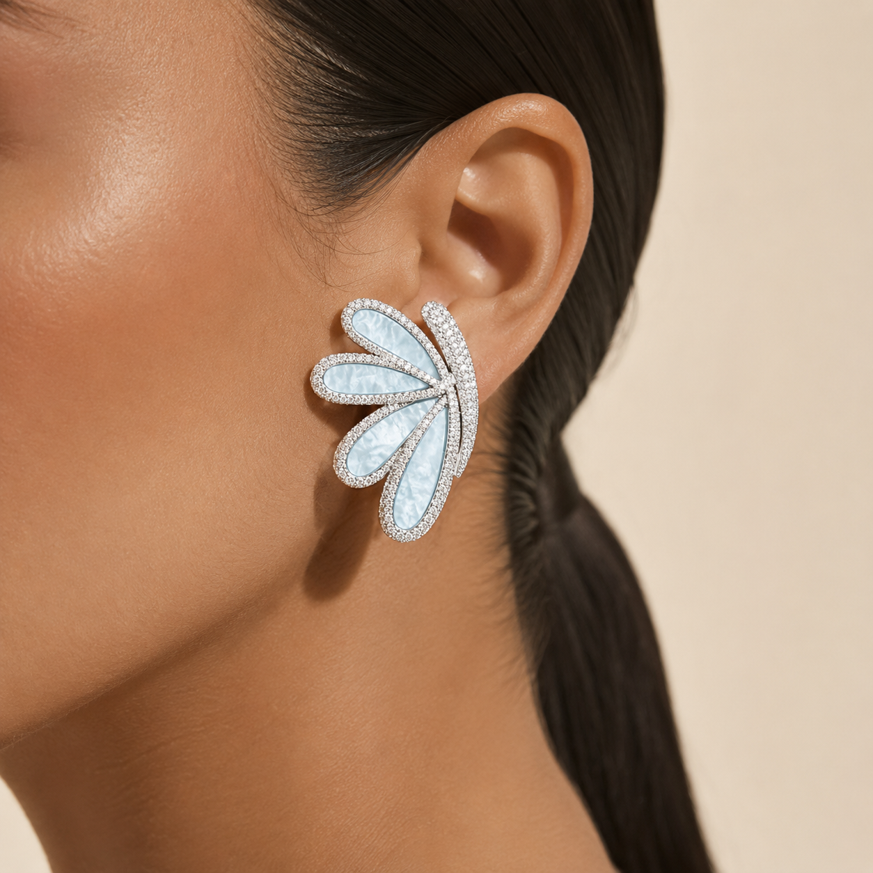 Celeste Blue Mother of Pearl Earrings “Pre-order “