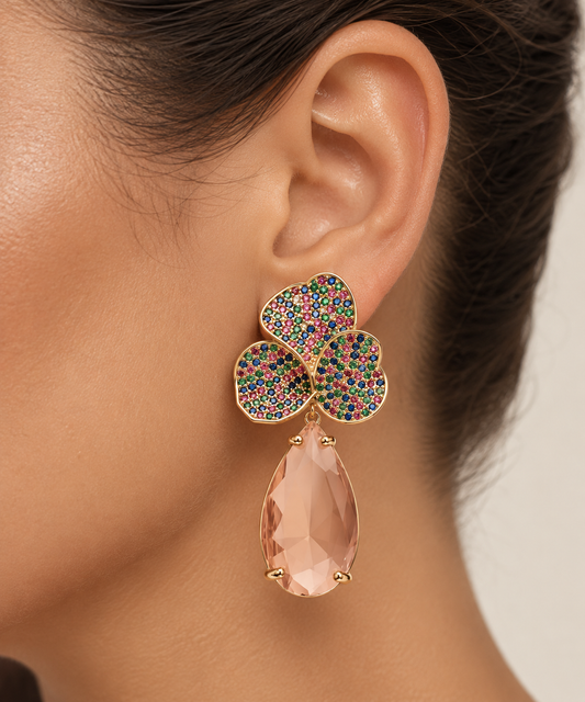 Blush Petal Mosaic Drop Earrings “Pre-order “