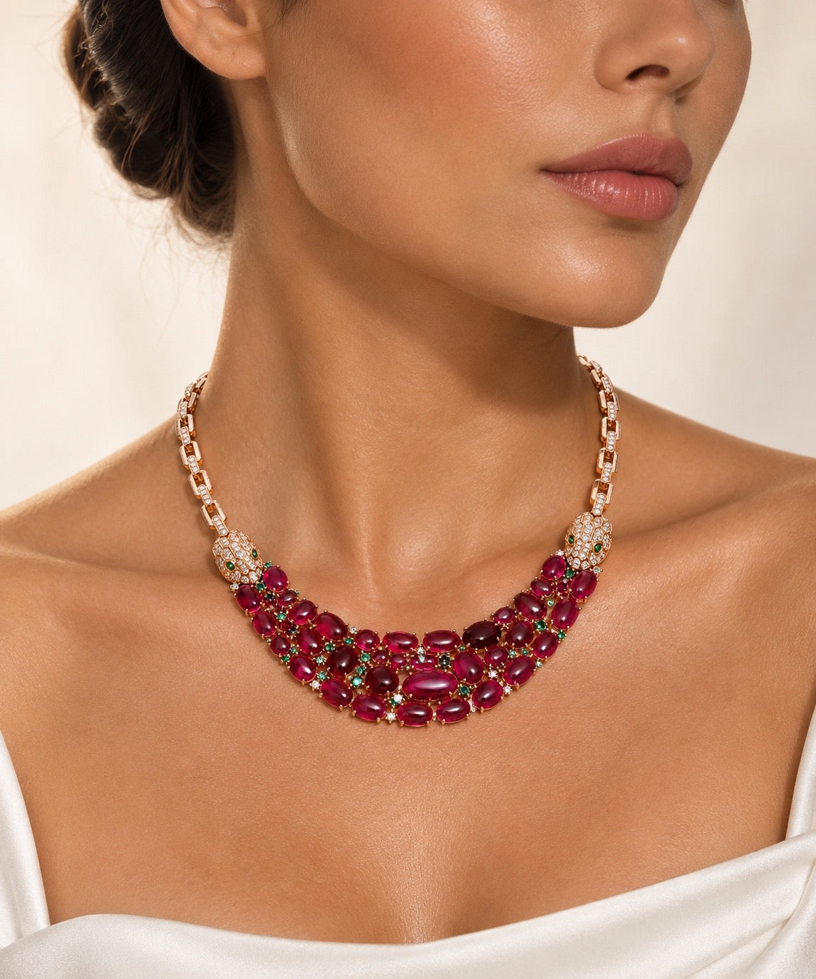 Ruby Cabochon Statement Jewelry Set