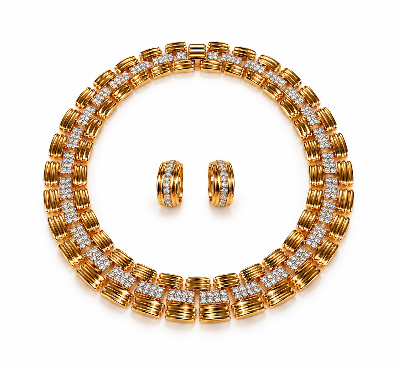 1980’s VINTAGE The Gilded Radiance Necklace & Earrings Set
