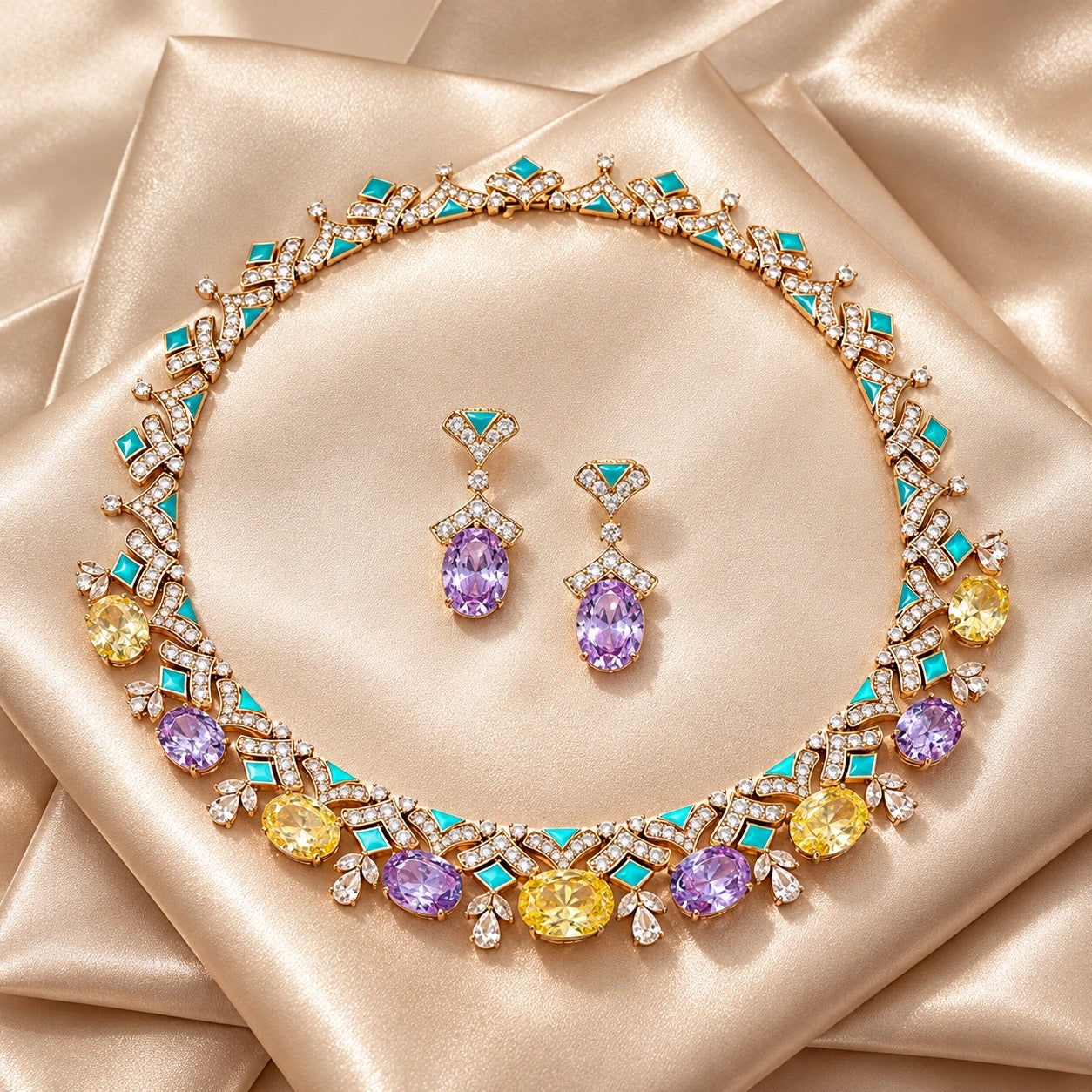 The Aurora Multicolor necklace set “Made to order”
