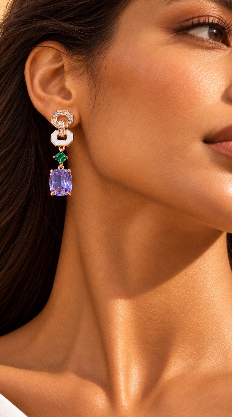 Rose Gold Lavender Three Pieces Jewelry Set