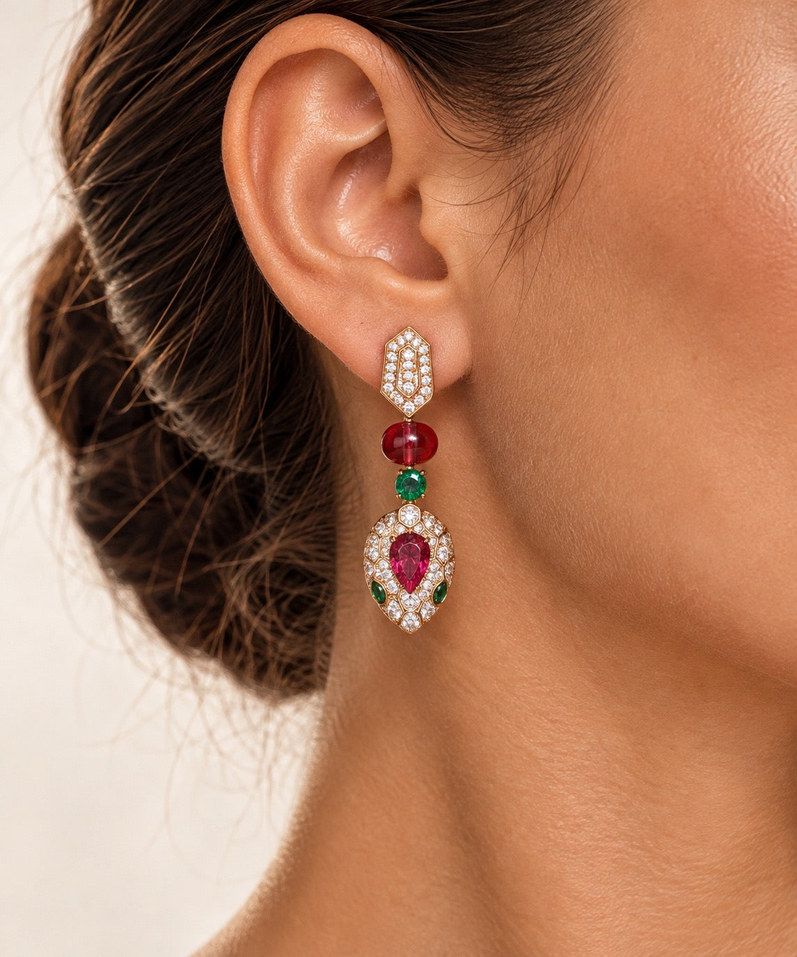 Ruby Cabochon Statement Jewelry Set