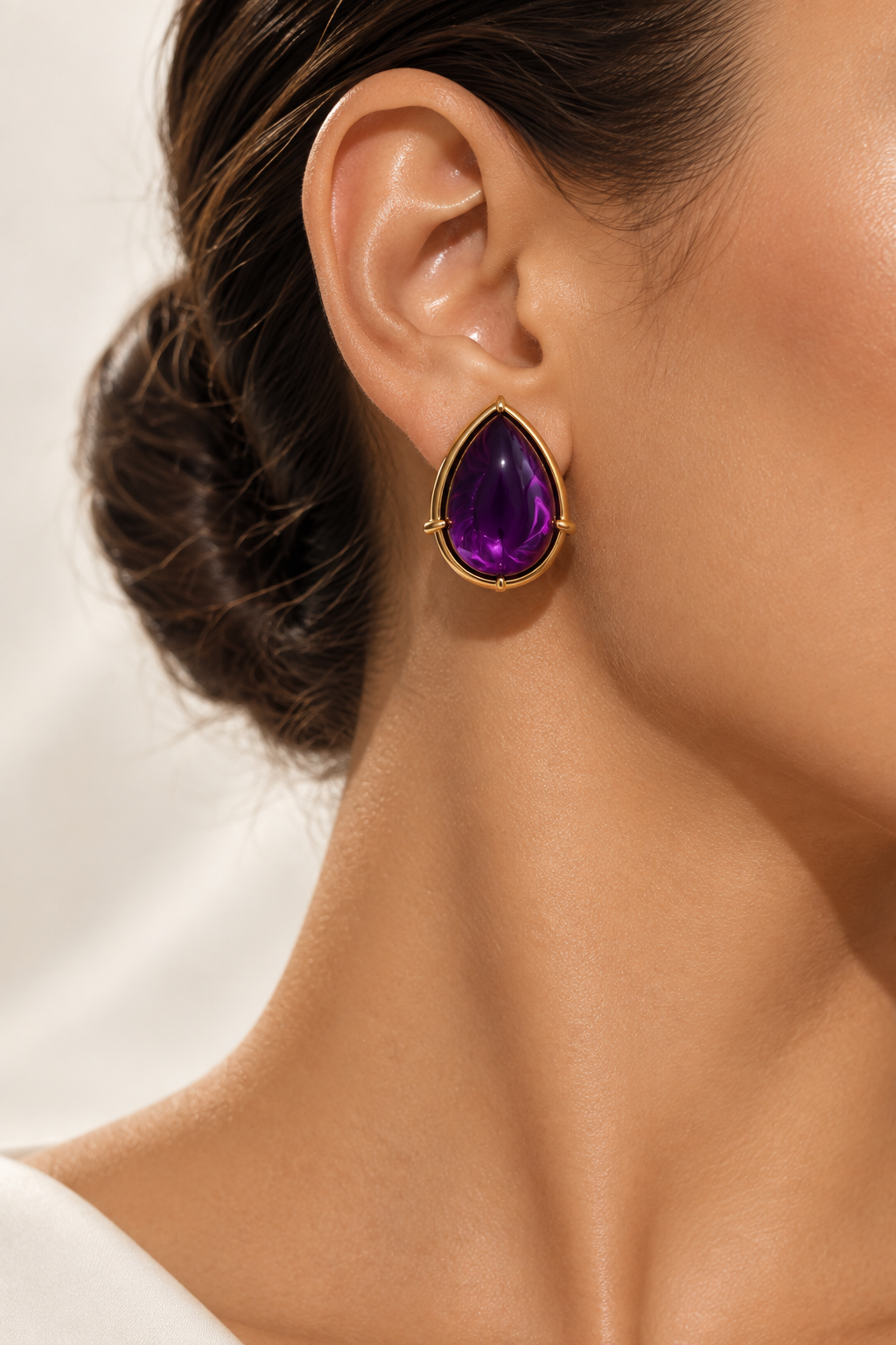 Amethyst Teardrop Statement Necklace & Earrings Set