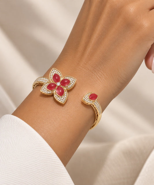 Ruby Blossom Cuff bracelet “Pre-order “