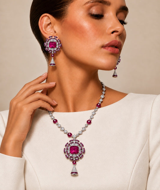 Fuchsia Royale Statement Jewelry Set “Pre-order “