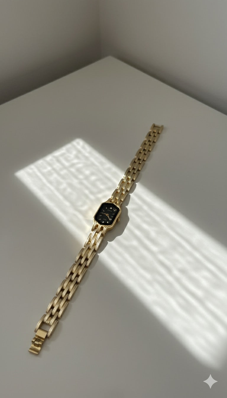 Elgin Black Dial Gold Vintage Watch